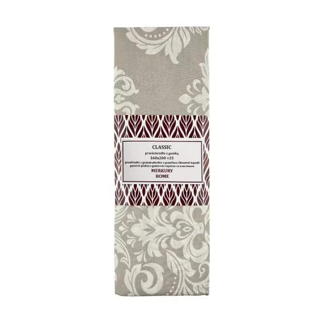 Lepedő elasztikus Classic pamut ekrü/világosszürke 220x200 + 25 Merkury Home