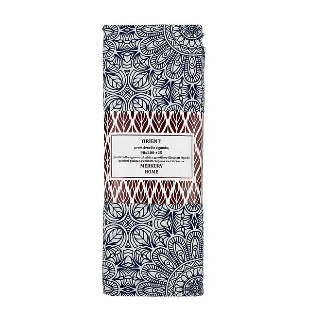 Lepedő elasztikus Orient pamut ekrü/indigo 90x200 + 25 Merkury home