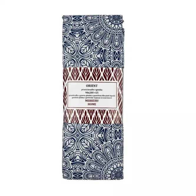 Lepedő elasztikus Orient pamut ekrü/indigo 90x200 + 25 Merkury home