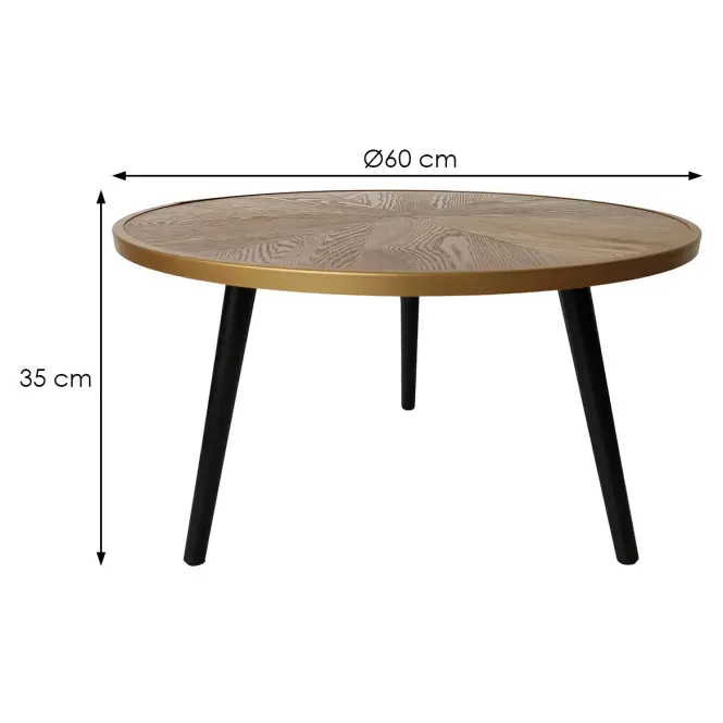 Dohányzóasztal Cosy tölgy/fekete/arany,2