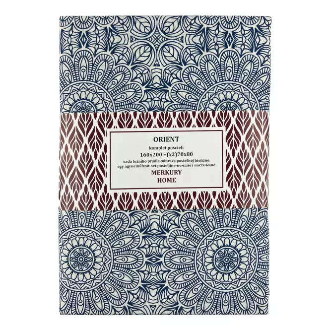 Ágynemű Orient pamut ekrü/indigó 160x200 + (2) 70x80 Merkury Home