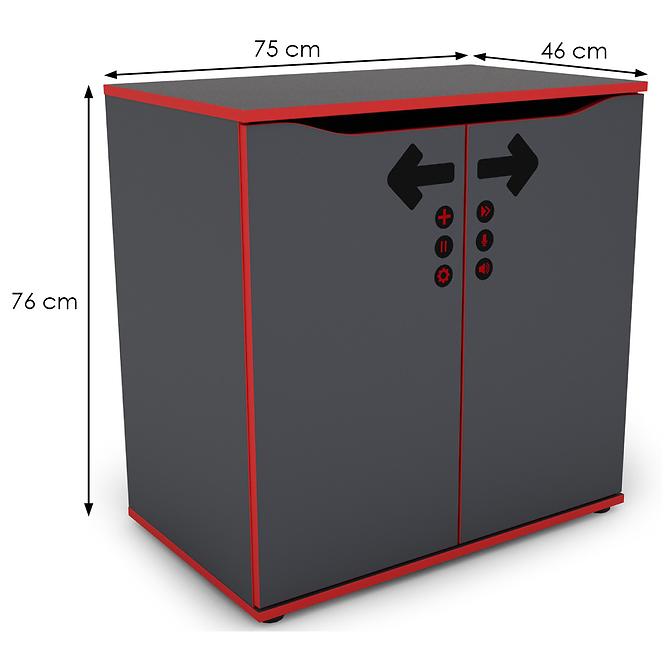 Komód Matrix 75 2d grafit/piros