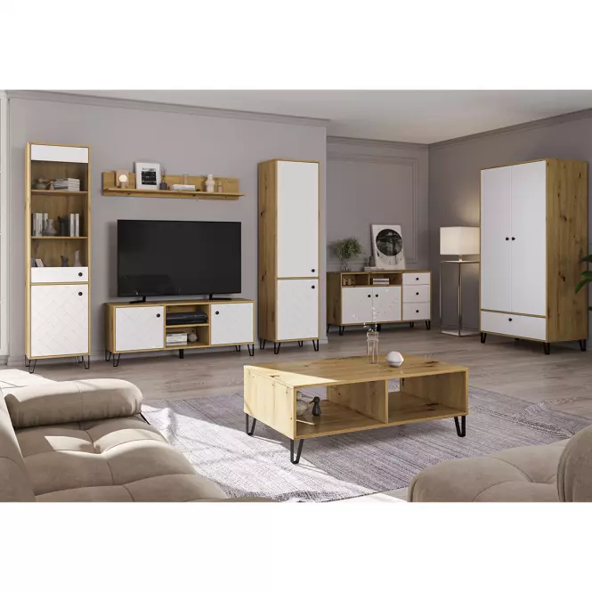 Asztal Sorrento T Tölgy Artisan/Fehér,3