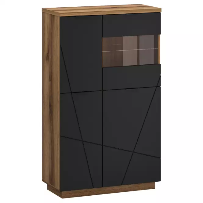 Vitrin Orient C 3d1w Tölgy Delano Sötét Fekete