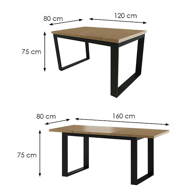 Asztal St-23 120x80+40 tölgy természetes