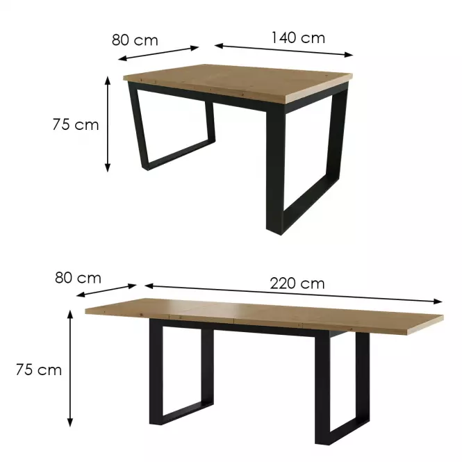 Asztal St-23 140x80+2x40 tölgy természetes,2