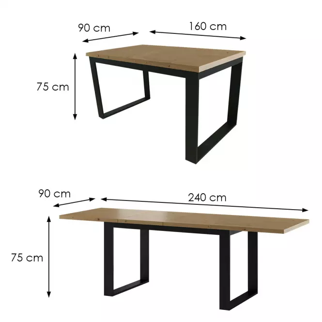 Asztal St-23 160x90+2x40 tölgy természetes,2
