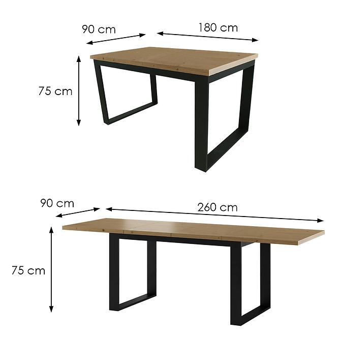 Asztal St-23 180x90+2x40 tölgy természetes