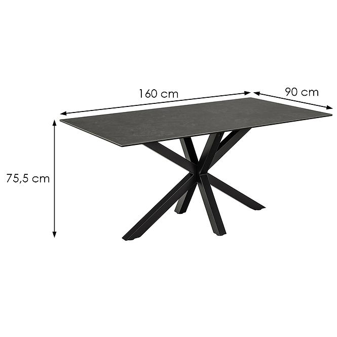 Asztal Kobi Fekete Ceramika 160x90