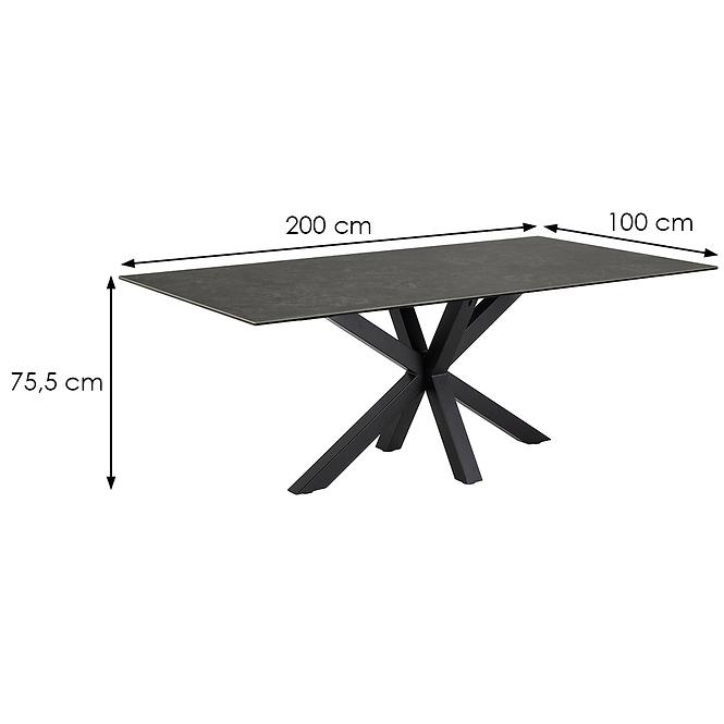 Asztal Kobi Fekete Ceramika 200x100