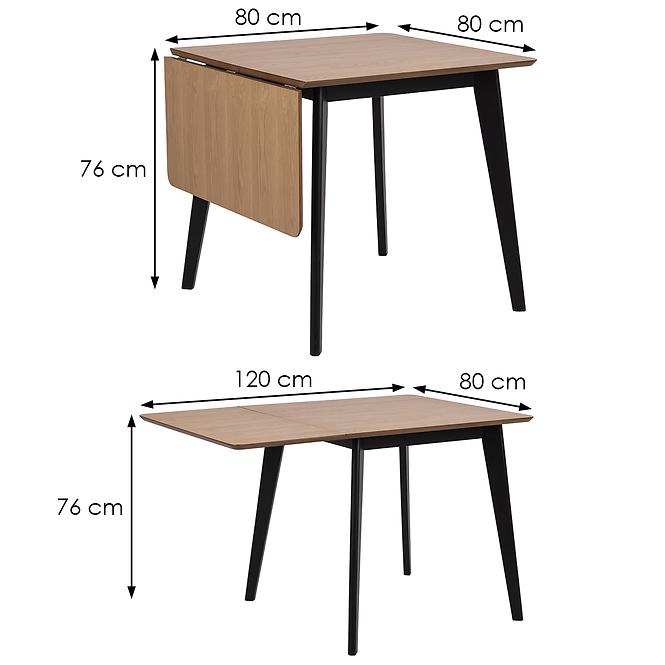 Összecsukható asztal Kobi 80/120x80cm összecsukható asztallap tölgyfa