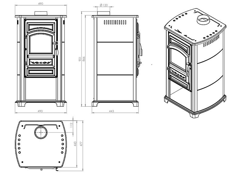 Kandallókályha Merido 5,4kW Eco