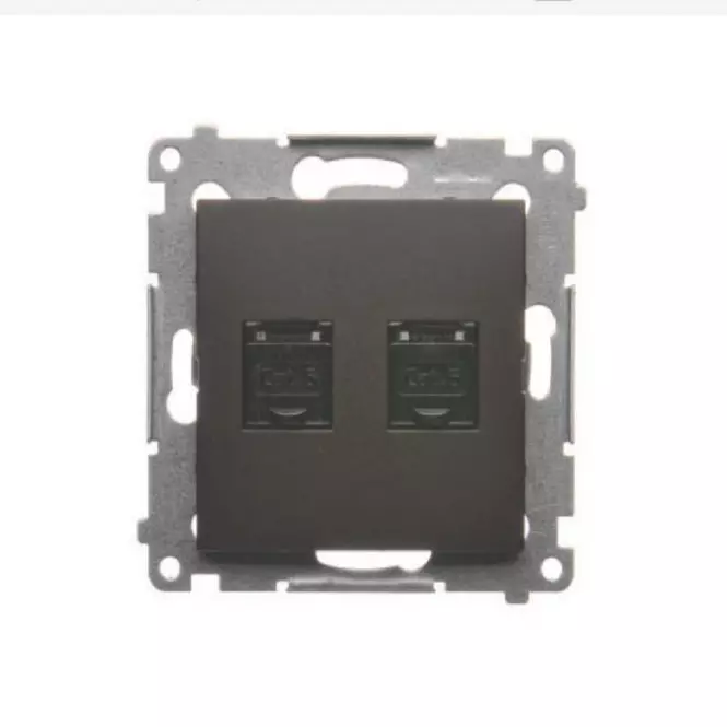 D62/46 Dupla RJ45 számítógép-aljzat barna gyékény