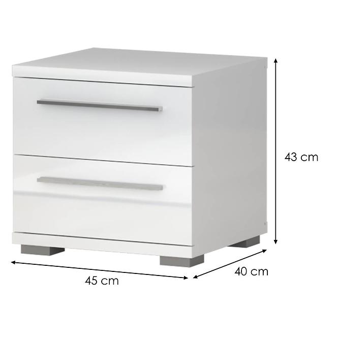 Éjjeliszekrény PIANO NS2/PN-70/KA-70 crystal white