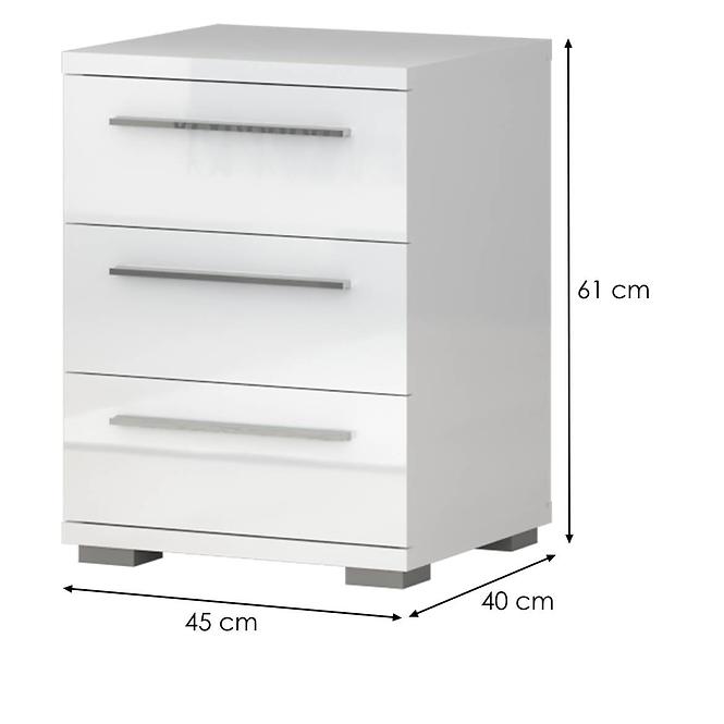 Éjjeliszekrény PIANO NS3/PN-70/KA/70 crystal white