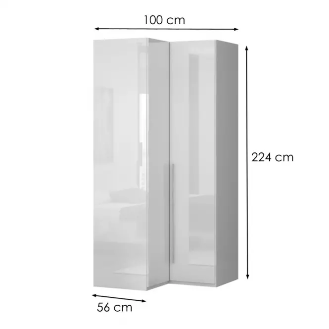 Sarokszekrény Piano PUG/PN-70/KA/70 crystal white,2