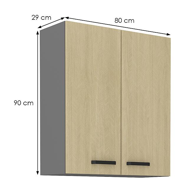 Konyhaszekrény SCANDI fenyő/antracit 80g-90 2f