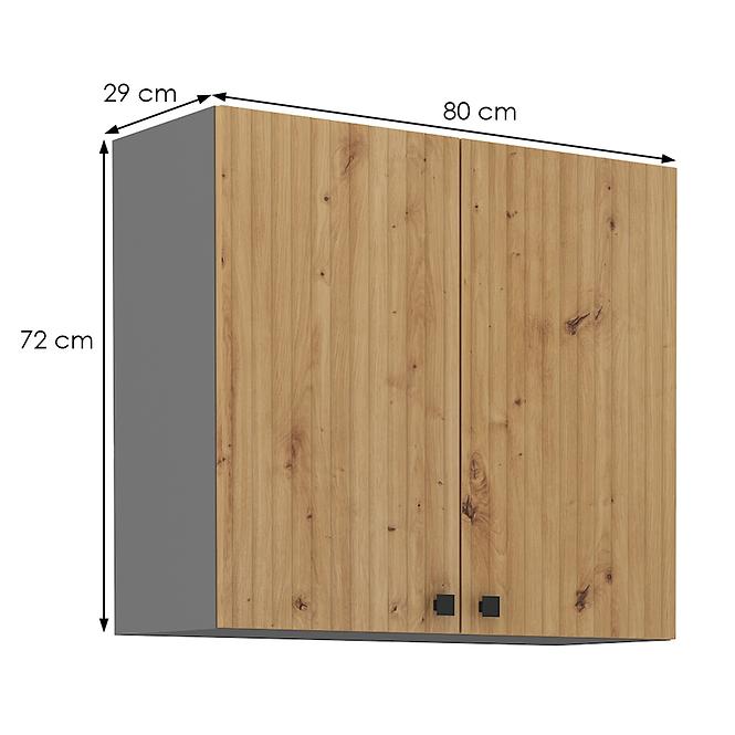Konyhaszekrény AVA tölgy artisan/antracit 80g-72 2f,2