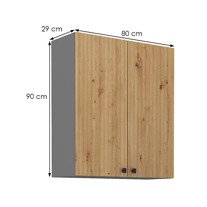 Konyhaszekrény AVA tölgy artisan/antracit 80g-90 2f