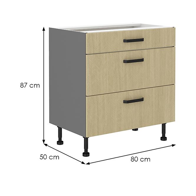 Konyhaszekrény SCANDI fenyő/antracit 80d 3s bb,2