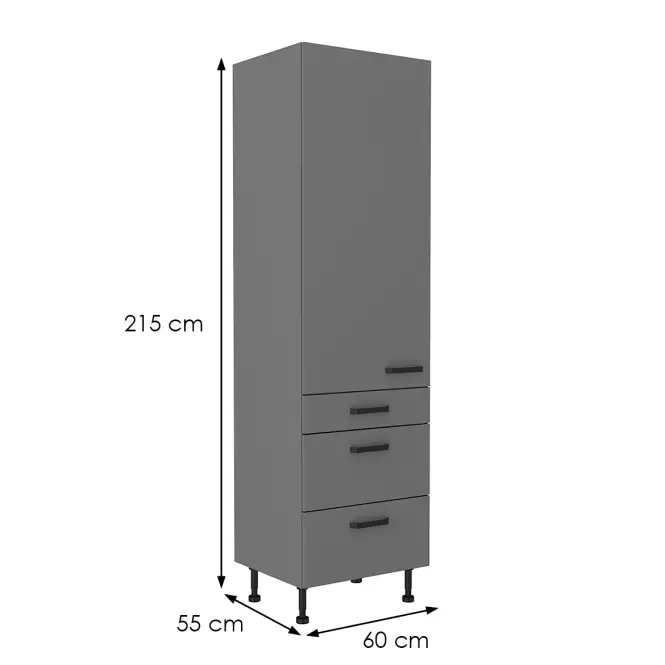 Konyhaszekrény NESSA antracit 60dks-215 1f 3s,2