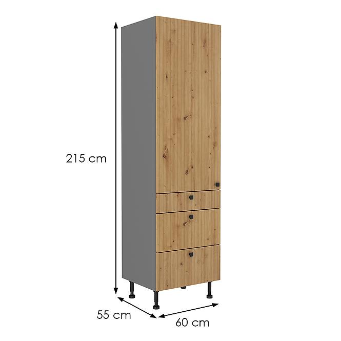 Konyhaszekrény AVA tölgy artisan/antracit 60dks-215 1f 3s,2