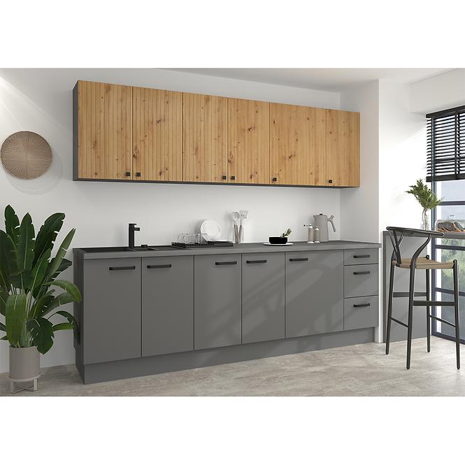 Konyhaszekrény AVA tölgy artisan/antracit 60dks-215 1f 3s,6