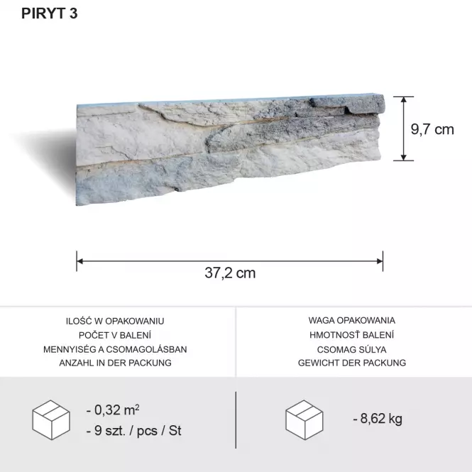 Betonkő Piryt 3 Gray