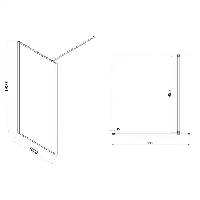 Zuhanyfal Walk-In Tiz 100x195 black