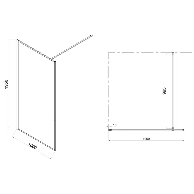 Zuhanyfal Walk-In Tiz 100x195 króm,3