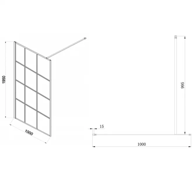Zuhanyfal Walk-In Metro 100x195 black