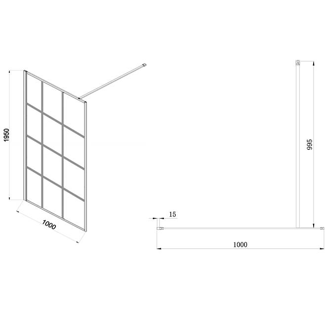 Zuhanyfal Walk-In Metro 100x195 black