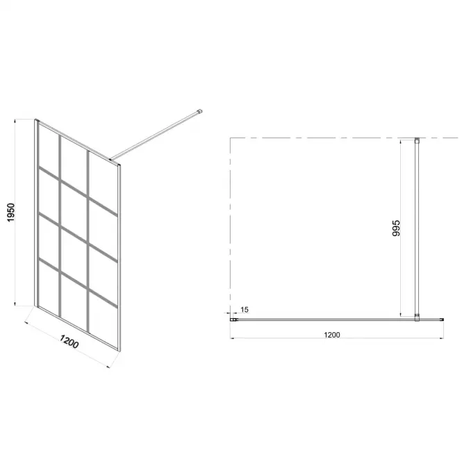 Zuhanyfal Walk-In Metro 120x195 black