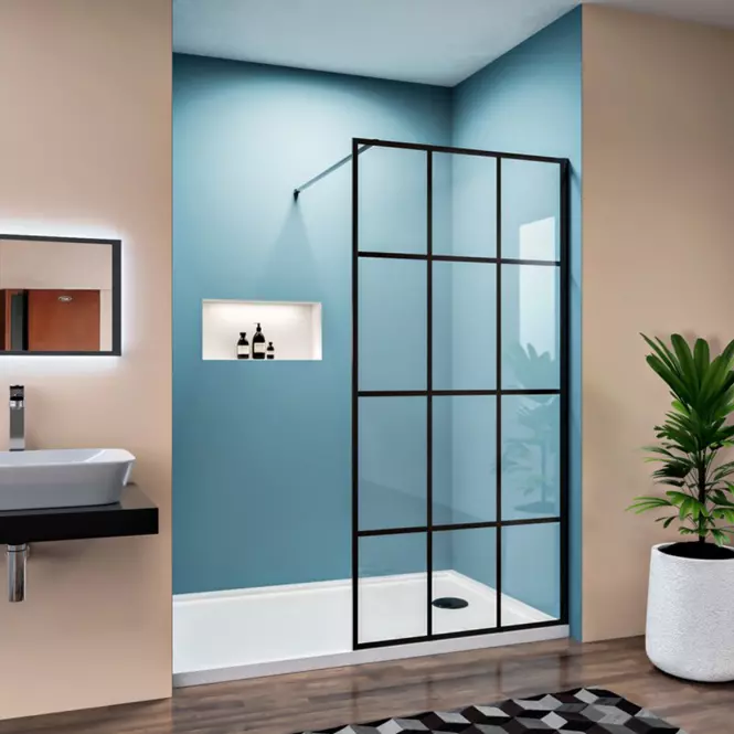 Zuhanyfal Walk-In Metro 120x195 black,6