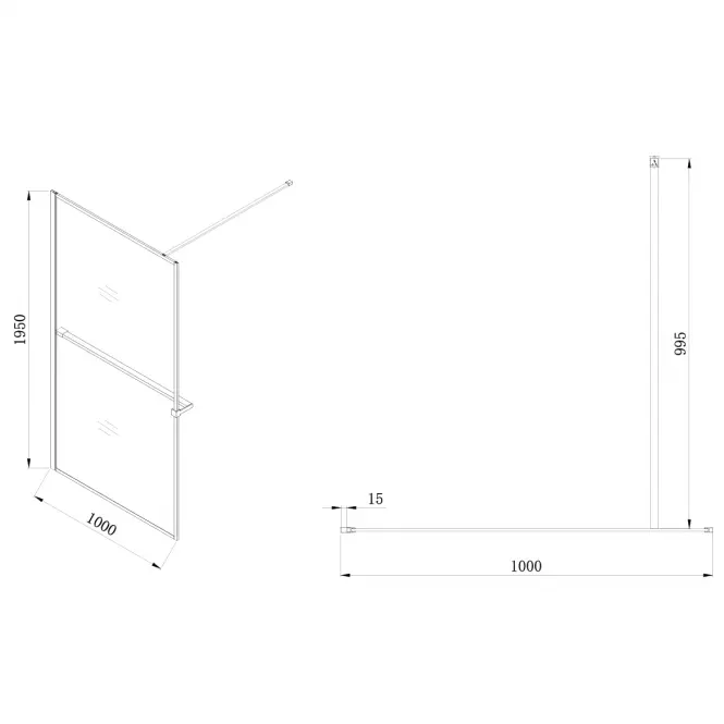 Zuhanyfal Walk-In Rest 100x195 black