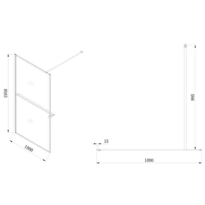 Zuhanyfal Walk-In Rest 100x195 black,3
