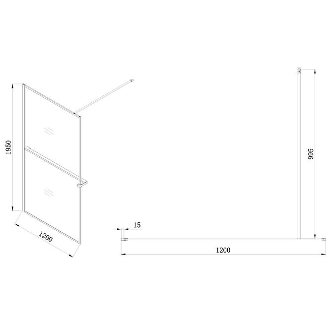 Zuhanyfal Walk-In Rest 120x195 black