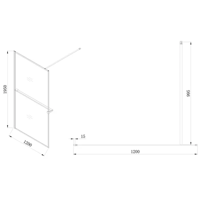 Zuhanyfal Walk-In Rest 120x195 black,3