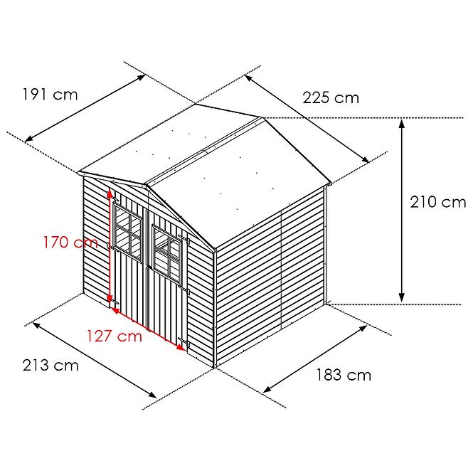 Kerti szerszámosház padlóval 225x191x210 cm