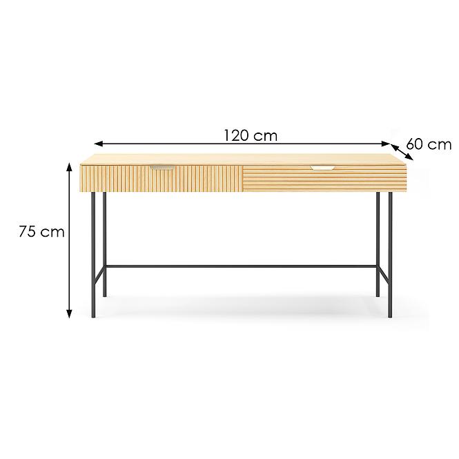 Íróasztal Bassel 2522 120X60X75 természetes/fekete