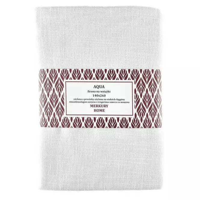 Függöny ráncolószalagon AQUA poliészter fehér140x260 Merkury Home