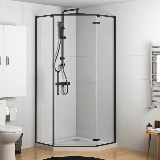 Zuhanykabin ötszögletű Lambda 90x90x195 black,4