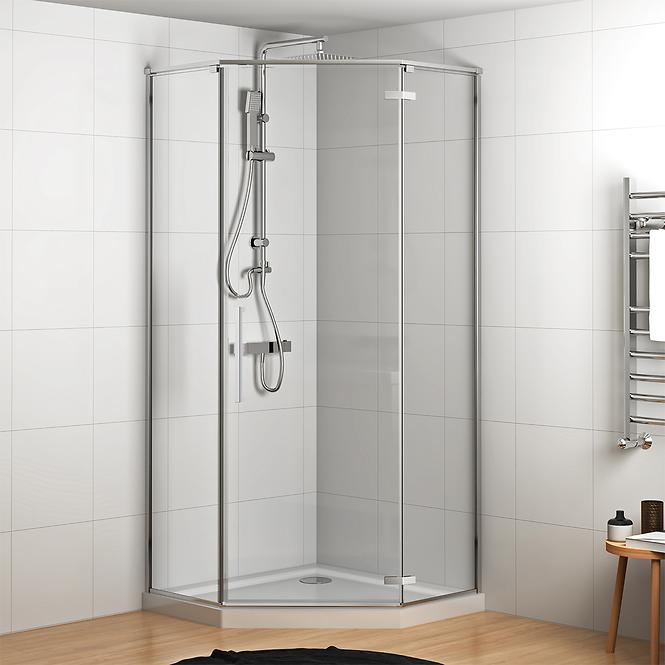 Zuhanykabin ötszögletű Lambda 90x90x195 króm