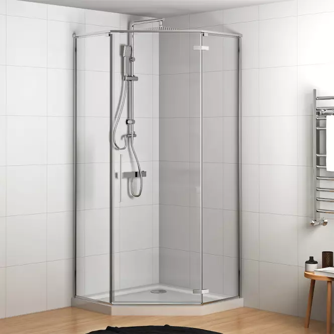 Zuhanykabin ötszögletű Lambda 90x90x195 króm,4