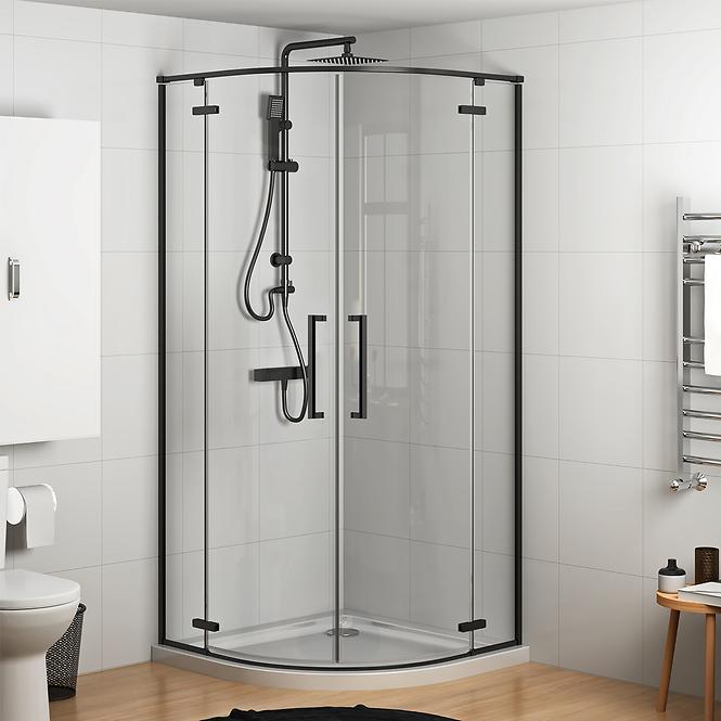 Zuhanykabin negyedkör Delta 90x90x195 black