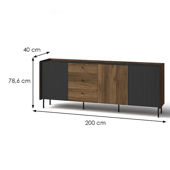 Oltözködőasztal Prestigo P6 d3s War Walnut/San Seb/Black Matt,2