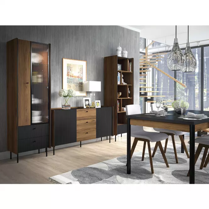 Oltözködőasztal Prestigo P6 d3s War Walnut/San Seb/Black Matt
