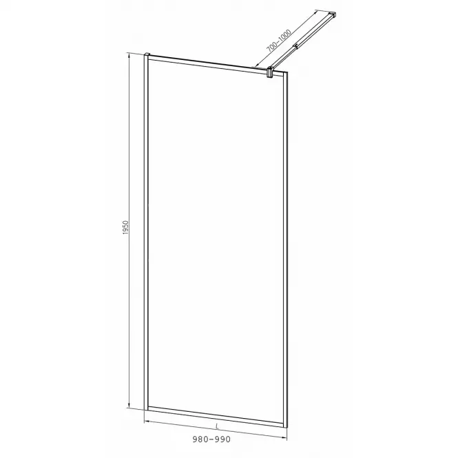 Zuhanyfal Walk-in Blur 100x195 black