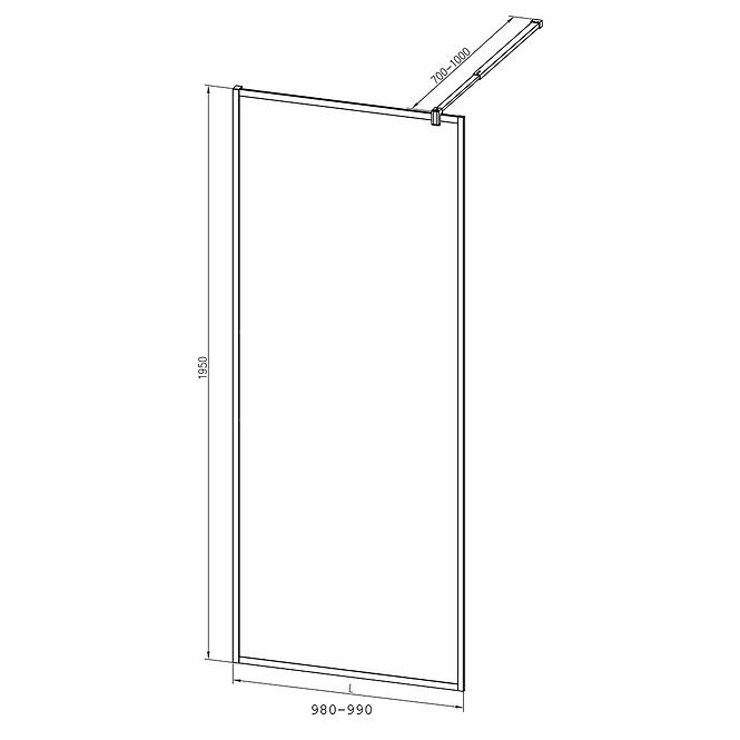 Zuhanyfal Walk-in Blur 100x195 black