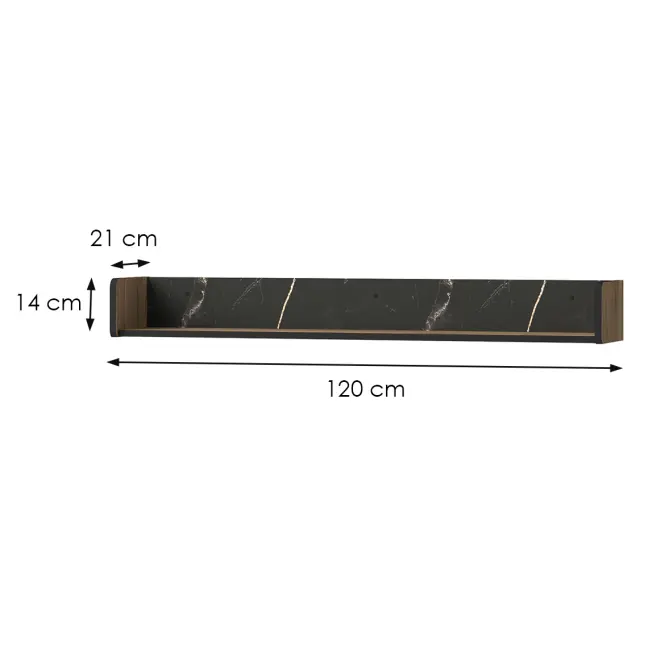 Polc Prestigio P15 War Walnut/San Seb/Black Matt,2